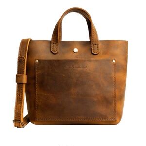 Portland Leather Goods mini crossbody tote in canyon leather